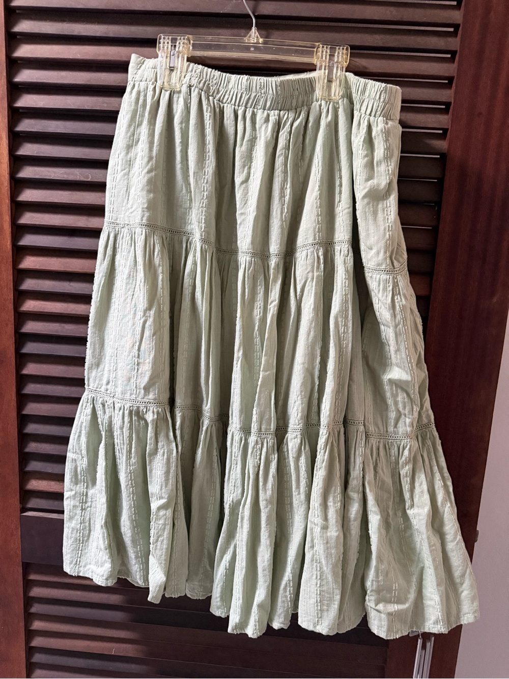 Japna Light Sage Tiered A-Line Maxi Skirt